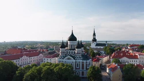 Aerial View of Tallinn's Alexander Nevsky Cathedral, Estonia