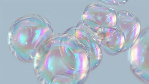 Transparent Soap Bubbles Fly and Gather Together