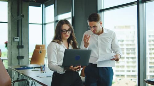 Business Professionals are Arguing About Project Details in a Modern Office with Large Windows