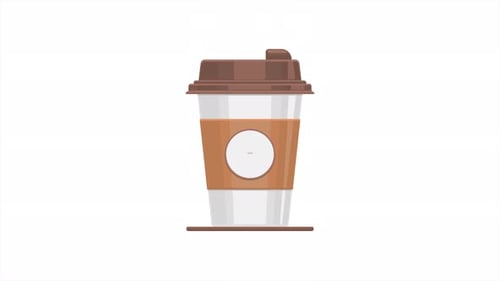 Animated Coffee Cup With Lid and Steam