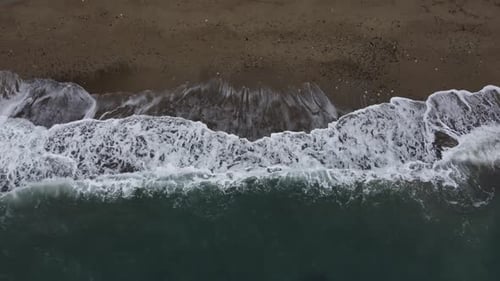 Aerial View From Above on Wild Beach Nature Summer or Spring Ocean Sea Beach Background Small Waves