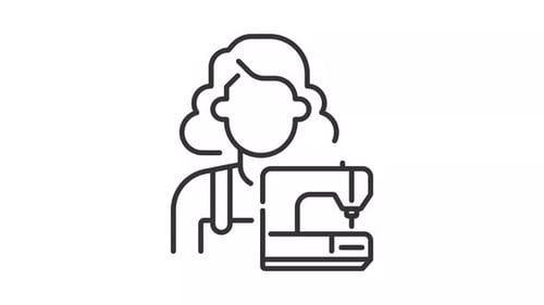 Minimalist Line Art Animation of a Person Sewing