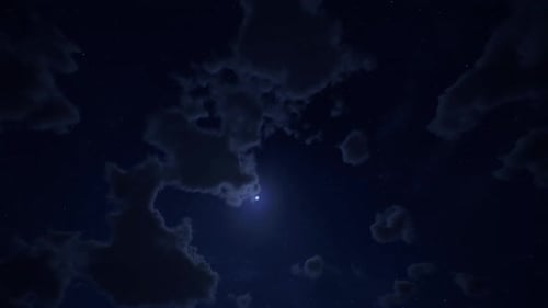 Time-Lapse Night Sky with Drifting Clouds and Bright Moon