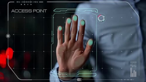 Biometric Hand Scan Process Allow User Access Identify Personality Closeup. Successful Personal