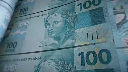 Brazilian Reais Money Printing and Counting Background Loop