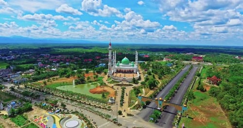 MAMIC Rokan Hulu, 11 November 2016, Aerial view panorama of the grand mosque of the National Islamic