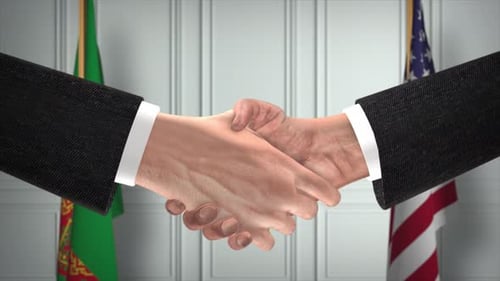 Professional Handshake Agreement With International Flags 3D Animation