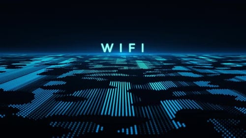 Futuristic Digital Grid with Glowing WIFI Text