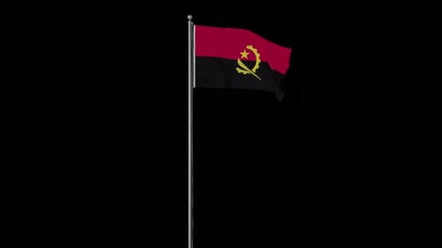 Waving Flag of Angola on Pole