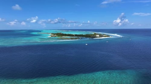 Aerial view of a resort Island, Maldives.