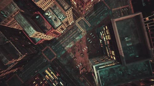 Vista desde arriba de la ciudad del edificio de rascacielos desde Zumbido