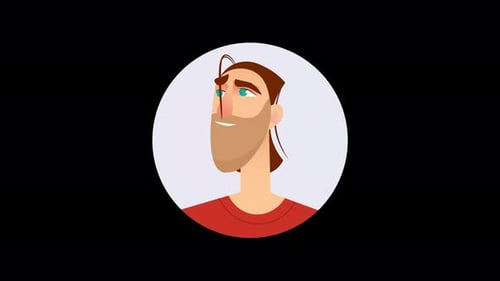 Retrato de personaje estilizado con una expresión lúdica