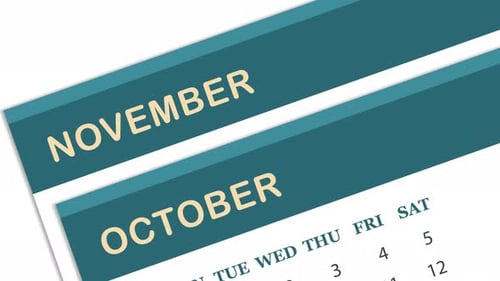 Flat Design Calendar Displaying Monthly Progression Animation