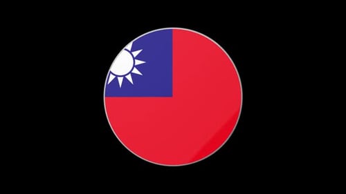 3D Taiwan Flag Rotating Glossy Circle Animation