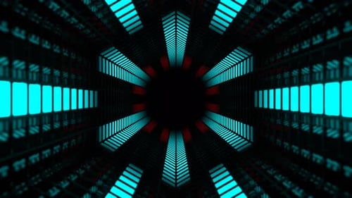 Red And Turquoise Retro Futuristic Light Tunnel Background Vj Loop In 4K