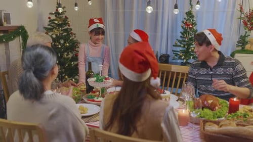 Festive Family Celebrates Christmas at Home