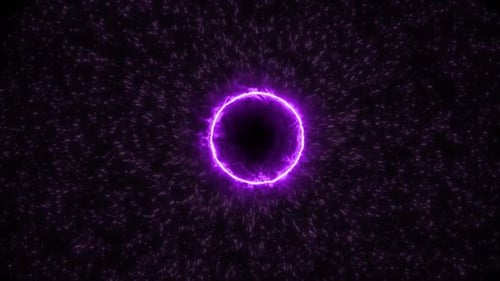 Violetter Ringpartikel digital auf schwarzem Hintergrund
