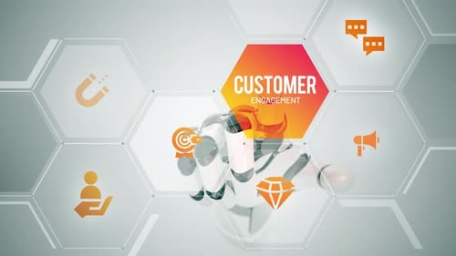 Robot Hand Interacts with Customer Engagement Infographic