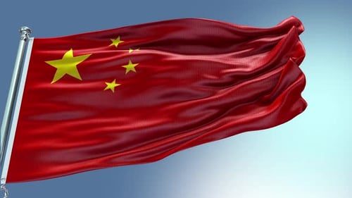 China Flag Waving in the Wind Loop