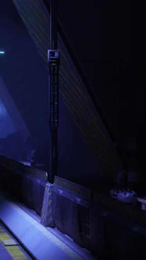 Futuristic Sci-Fi Industrial Bar Descent Vertical Animation