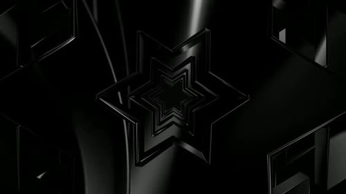 Background with a Tunnel of Black Figures, 3D Render, Exclusive, Reflection, Shapes