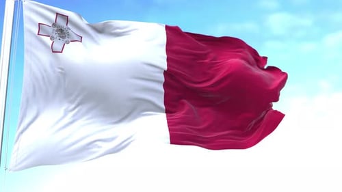 Malta National Flag Waving in Realistic Slow Motion