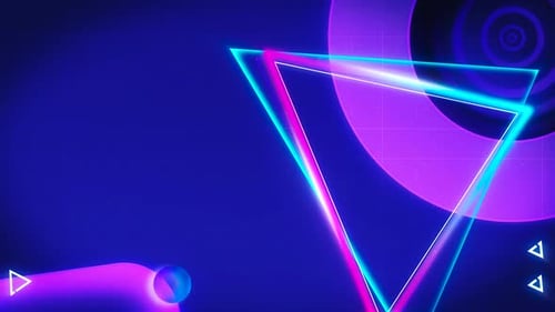 Pink And Purple Technology Background Whith Glitch Effect And Circle Shapes Animation