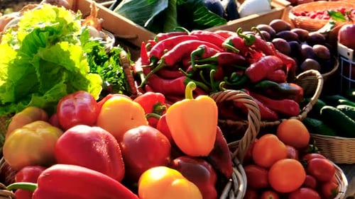 Fruits and Vegetables at the Farmers Market Selective Focus
