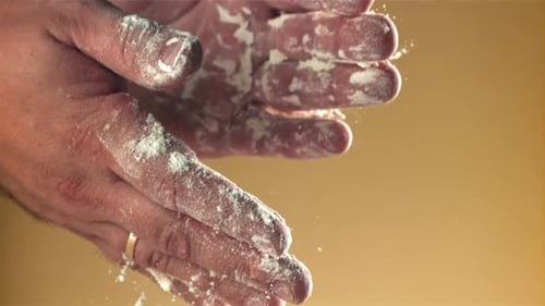 Cook's Hands in Flour Filmed on a Highspeed Camera at 1000 Fps