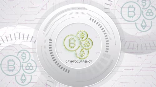 Cryptocurrencies Icon With Light Hud Animation