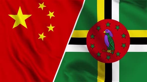 Waving Flags of China and Dominica Animation