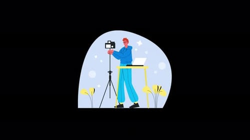Persona que configura una cámara para la creación de Vídeo