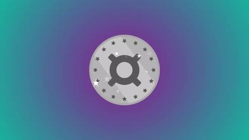 Realistic current currency coin icon isolated on blue background animation. Vd_1314