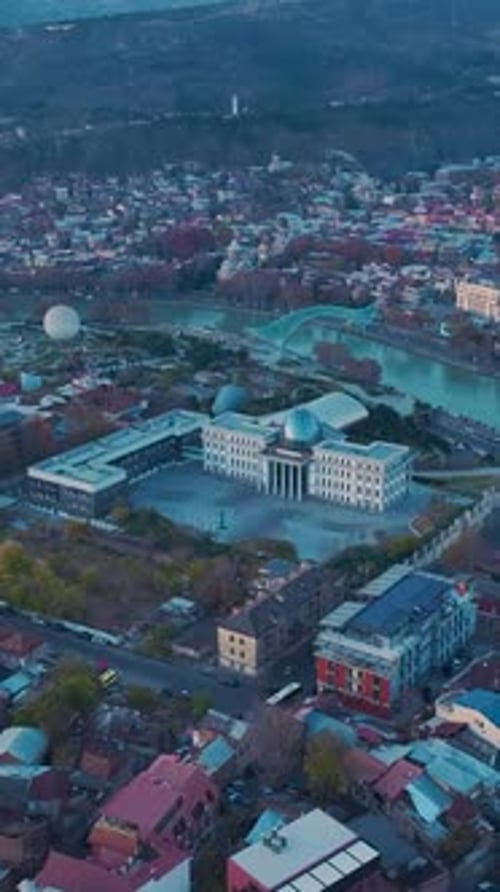 Vertical Video Aerial Beauty Tbilisi Georgia's Most Stunning Autumn Cityscape