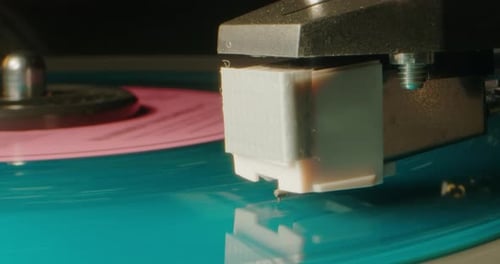 Close Up of Record Player Playing Vintage Vinyl