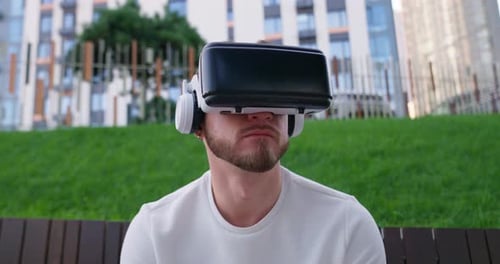 Businessman High Buildings Play Vr
