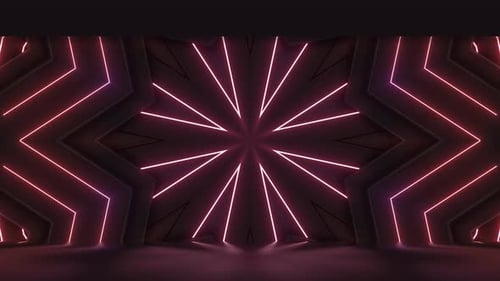 Dynamic Neon Glowing Lines Abstract Geometric Tunnel Loop