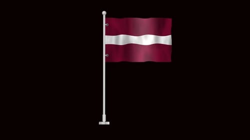 Animated Realistic Waving Flag of Latvia