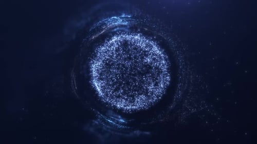 Energy purple grey sphere of glowing plasma particles levitating in space