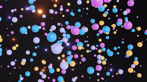 Abstract 3d spheres loop animation. Modern dark background, seamless motion design, backdrop
