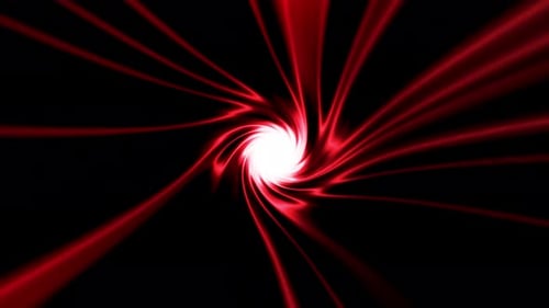 Abstract red tunnel moving into hyperspace, energy vortex flying straight, colorful speed of light