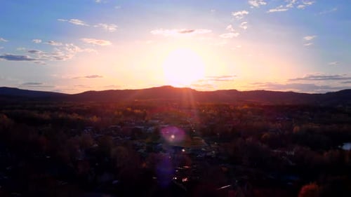 Beautiful Village With Sunset