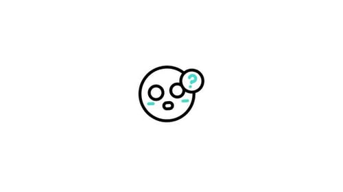 Animated Confused Emoji Face with Question Mark Line Art