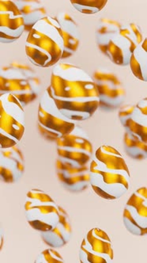 Decorative Golden White Easter Eggs Animation