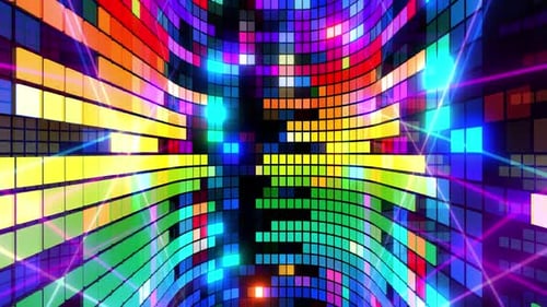 Abstract Colorful Geometric Pixel Grid Background Loop