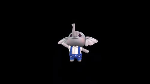 Cute Animated Elephant Character with Playful Movements