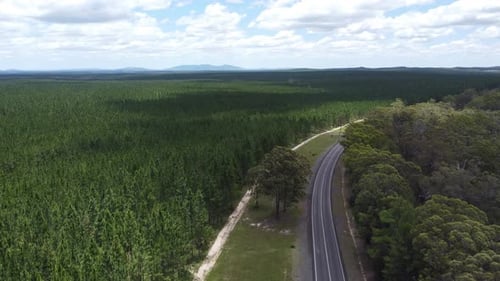 Drohne stürzt über leere Autobahn und Wald ab