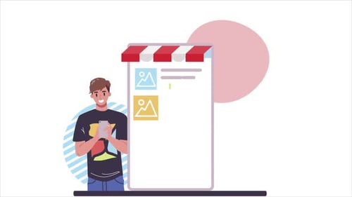 Flat Design Online E-commerce Mobile Payment Animation