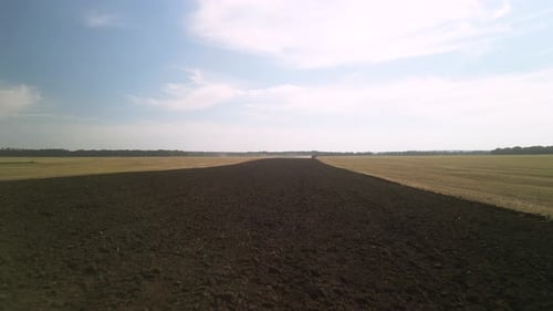 Wheat field aerial view in Ukraine