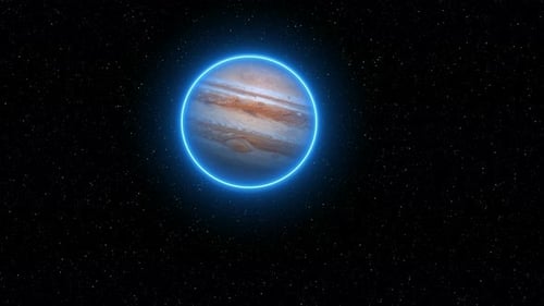 glowing Jupitar planet rotation . realistic Jupitar sphere Vd1075